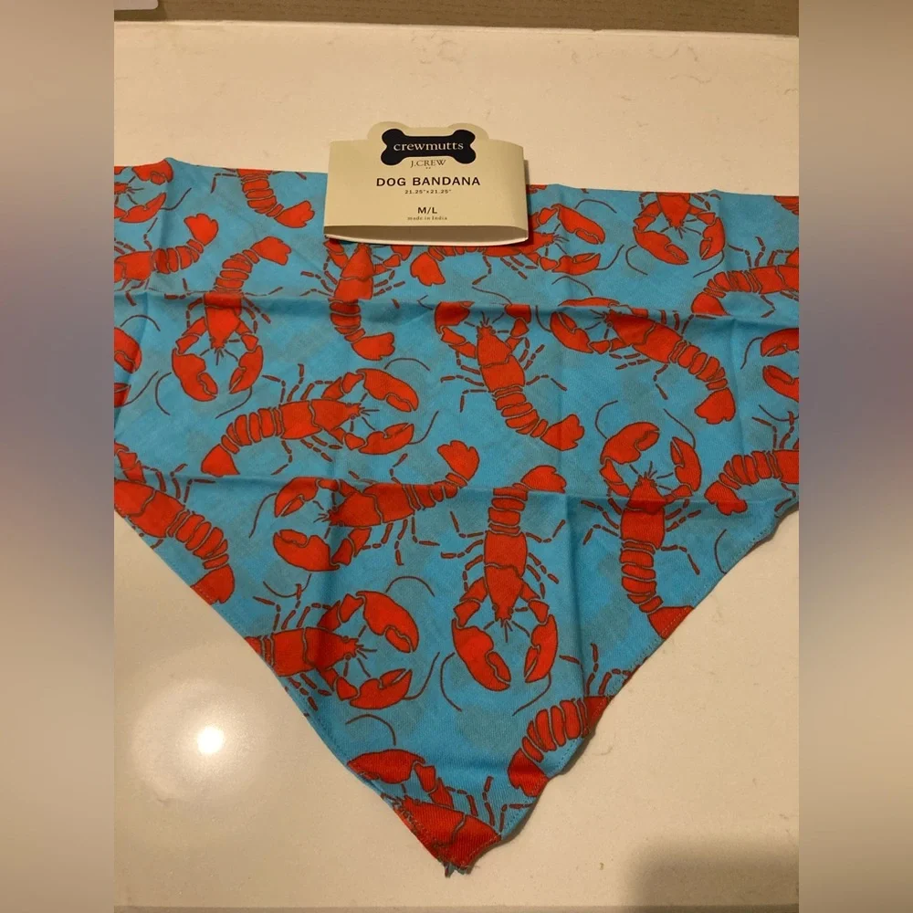 Dog Bandana Organic Bandana JCrew Crewmutts New Blue & Red Lobster Bandana